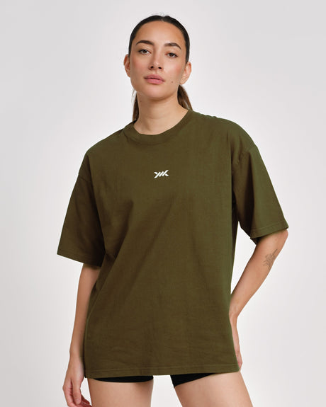 Caged T-Shirt 'CBU' - Kaki Green kvinde
