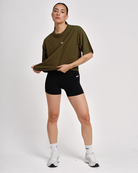 Caged T-Shirt 'CBU' - Kaki Green kvinde