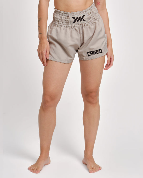 Caged Muay Thai Shorts Classic - Licht Grijs/Zwart