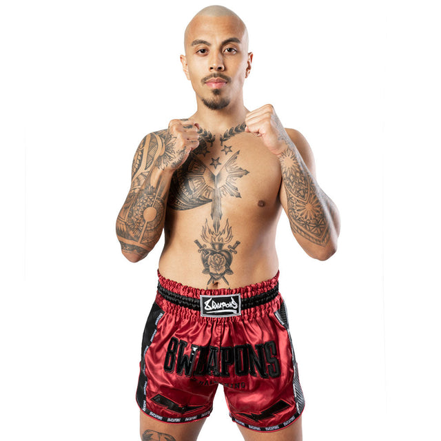 Pantaloni scurți Muay Thai 8 WEAPONS Carbon – Roșu
