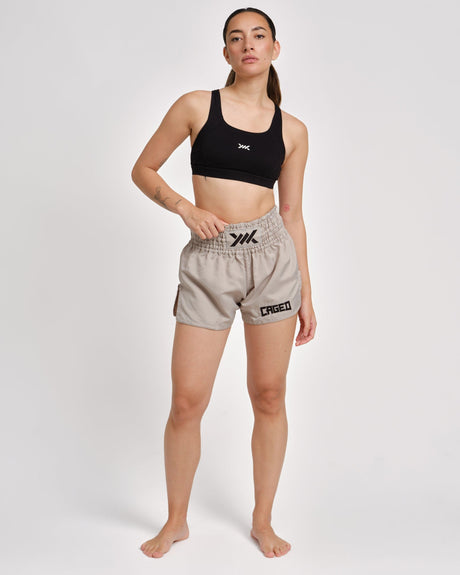 Pantalones de Muay Thai Caged Classic – Gris Claro/Negro Mujer