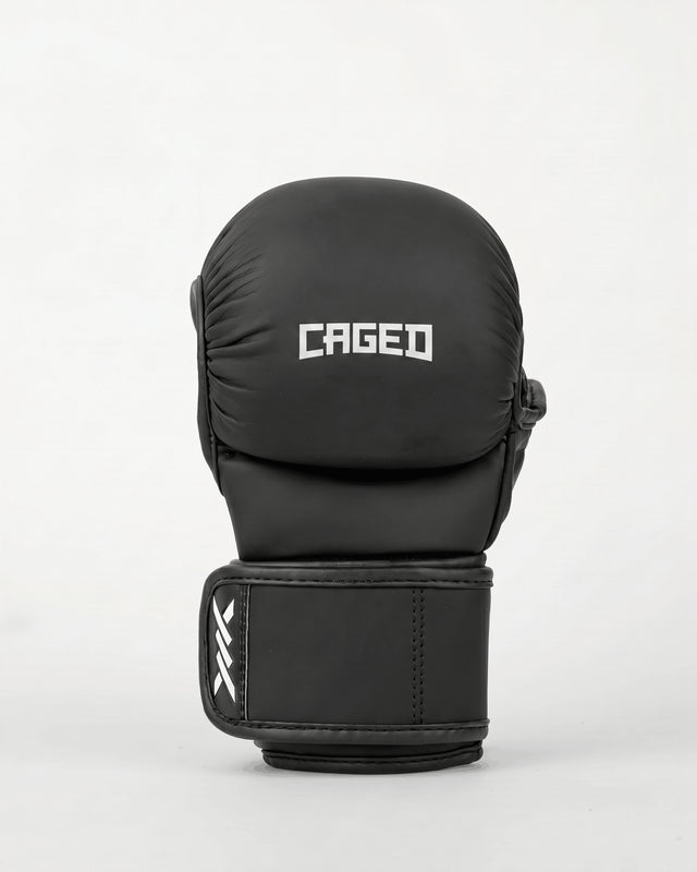 Luvas de sparring MMA Caged Shadow – Preto Mate/Branco