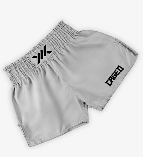 Pantalones de Muay Thai Caged Classic – Gris Claro/Negro Mujer