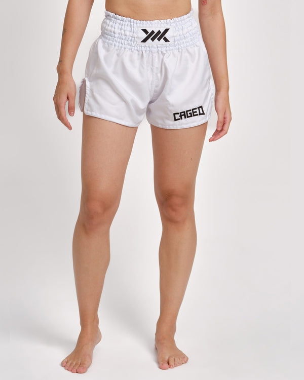 Caged Muay Thai Shorts Classic - Wit/Zwart