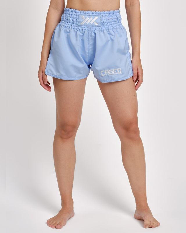Calções de Muay Thai Caged Classic – Azul Claro