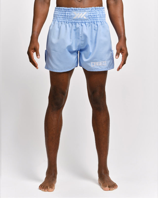 Calções de Muay Thai Caged Classic – Azul-claro