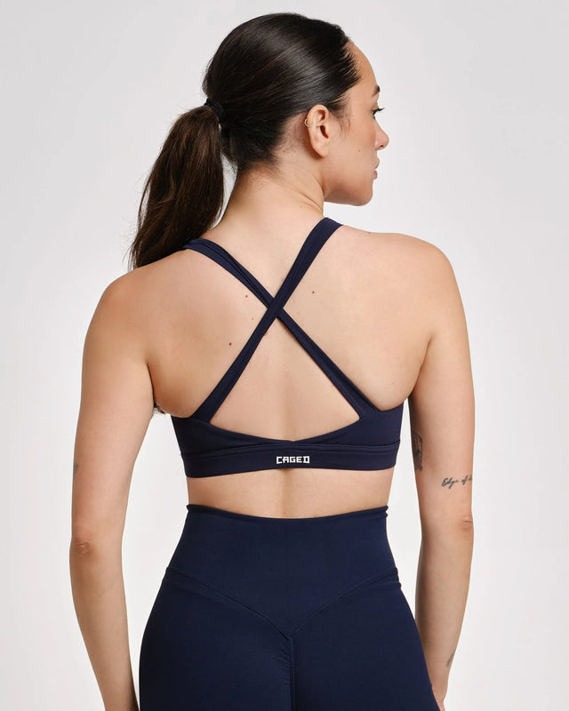Caged Essential Sports Bra - Navy Blue