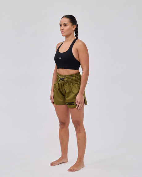 Pantalones de Muay Thai Caged Classic – Caqui/Negro mujer