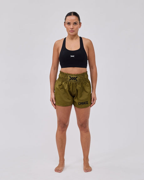 Pantalones de Muay Thai Caged Classic – Caqui/Negro mujer