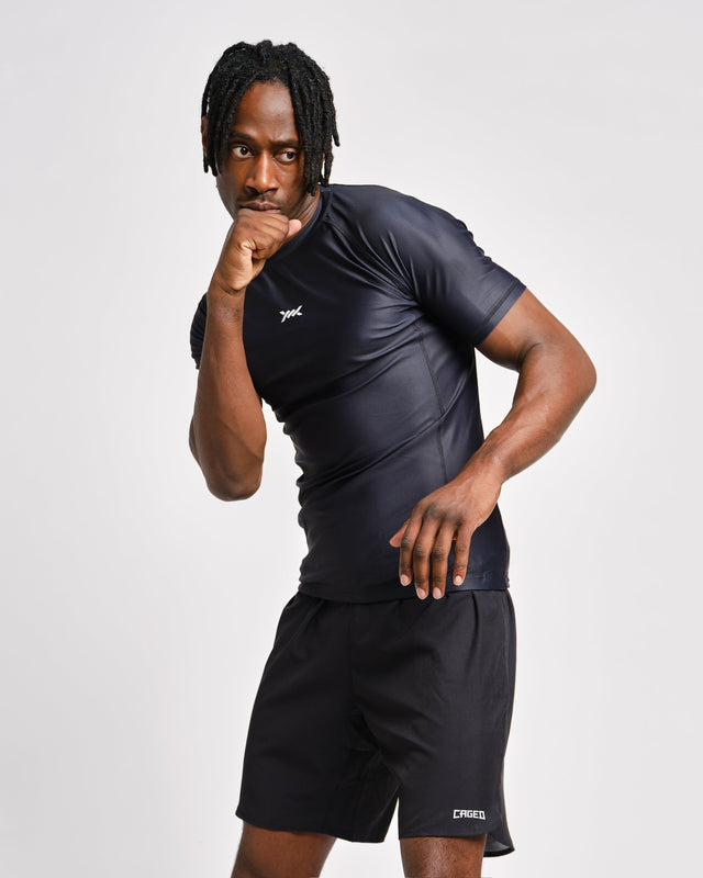 Caged Tactical Rashguard Korte Ærmer – Sort
