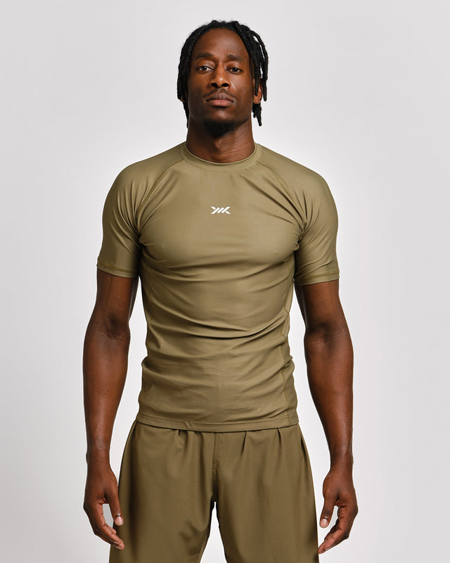 Rashguard Caged Tactical Maniche Corte – Verde Militare