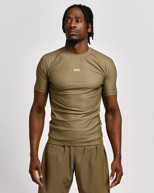 Rashguard Caged Tactical Maniche Corte – Verde Militare