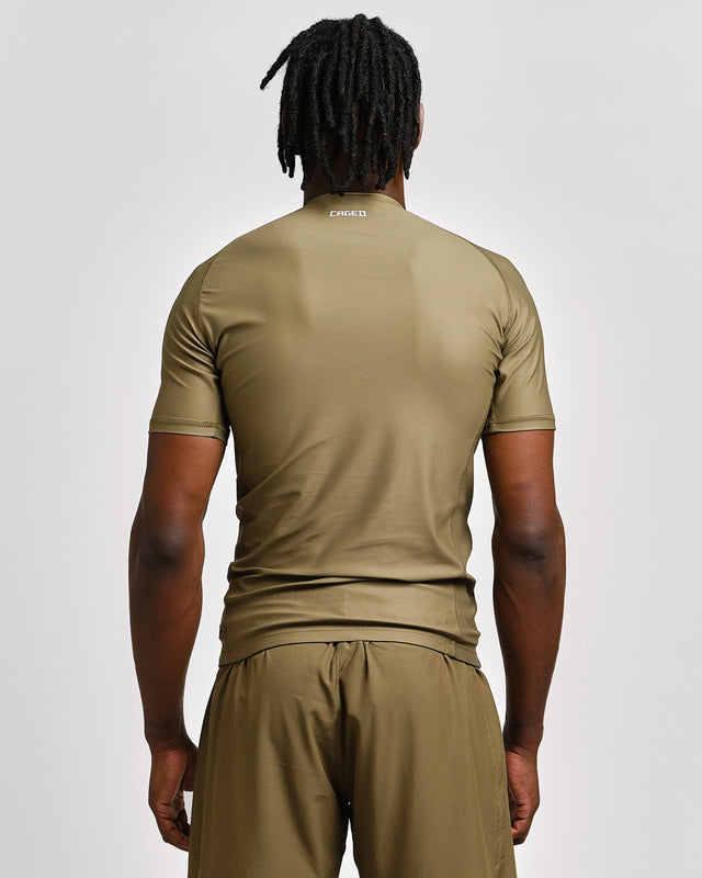 Rashguard Caged Tactical Maniche Corte – Verde Militare