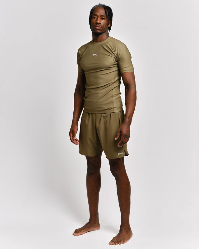 Rashguard Caged Tactical Maniche Corte – Verde Militare