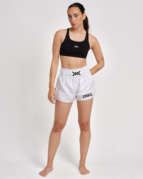 Caged Muay Thai Shorts Classic - Wit/Zwart vrouw