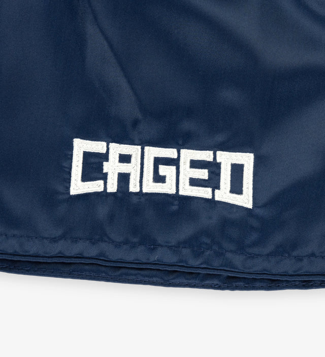 Caged Muay-Thai-Shorts Classic – Navy Blau/Weiß