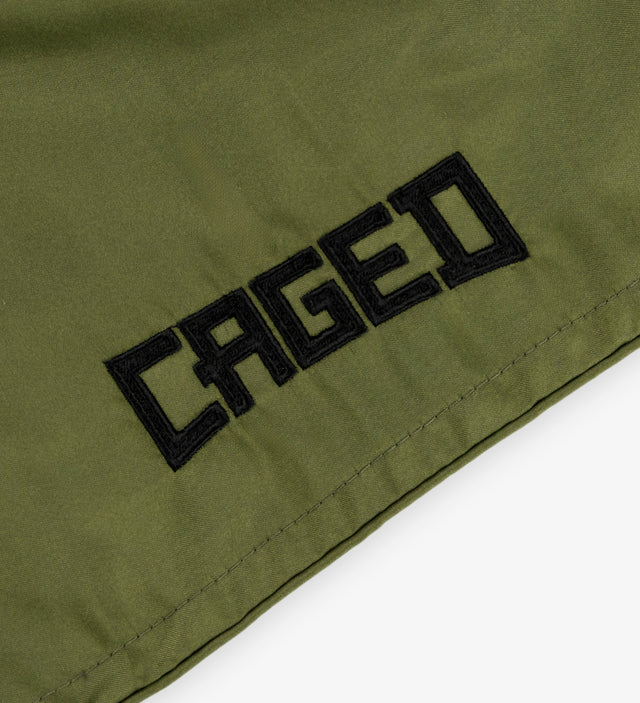 Pantaloncini Muay Thai Caged Classic – Kaki verde/Nero donna