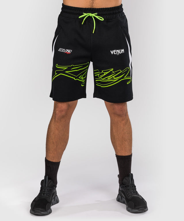 Calções Venum x Bud Racing – Preto/Branco/Verde-limão