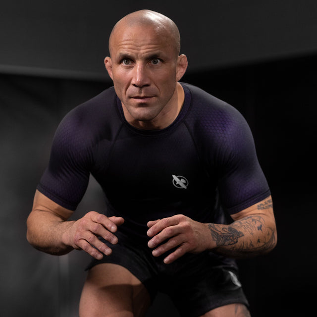 Rashguard Hayabusa Fusion Manga Curta – Preto/Roxo