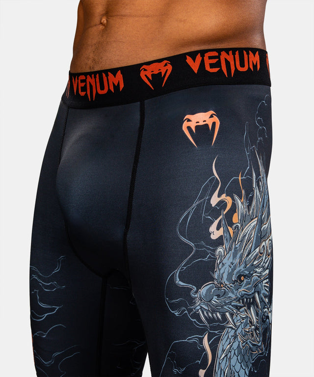 Kompresní kraťasy Venum Thunder Dragon – Černé/Šedé/Měděné