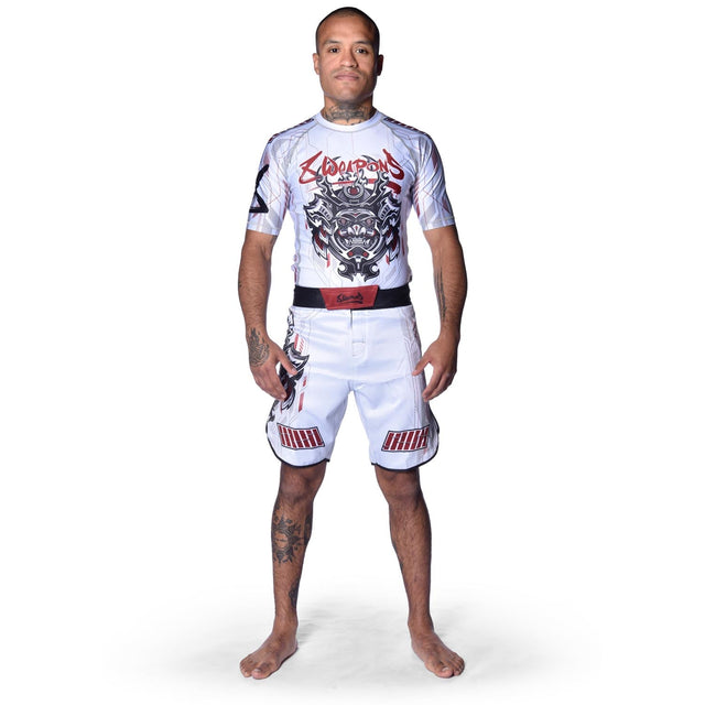 Pantaloni scurți MMA 8 WEAPONS Samurai 2.0 – Alb/Roșu