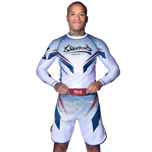 Pantalones de MMA 8 WEAPONS Shift – Blanco/Azul marino/Rojo