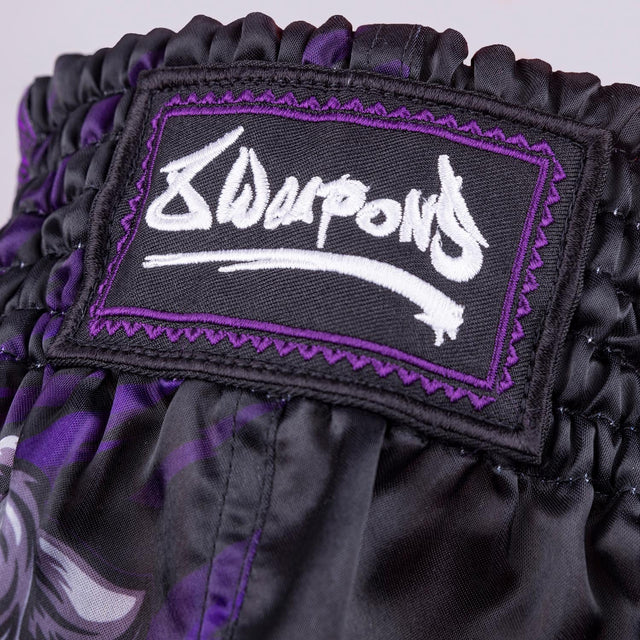 8 WEAPONS Muay Thai Shorts Beastial Panther - Zwart/Paars