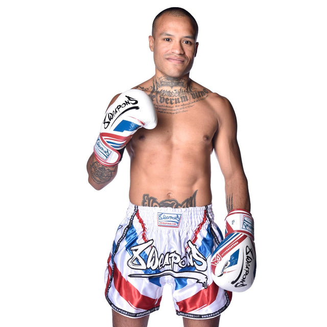 8 WEAPONS Muay Thai shorts Shift – Hvid/Navy/Rød