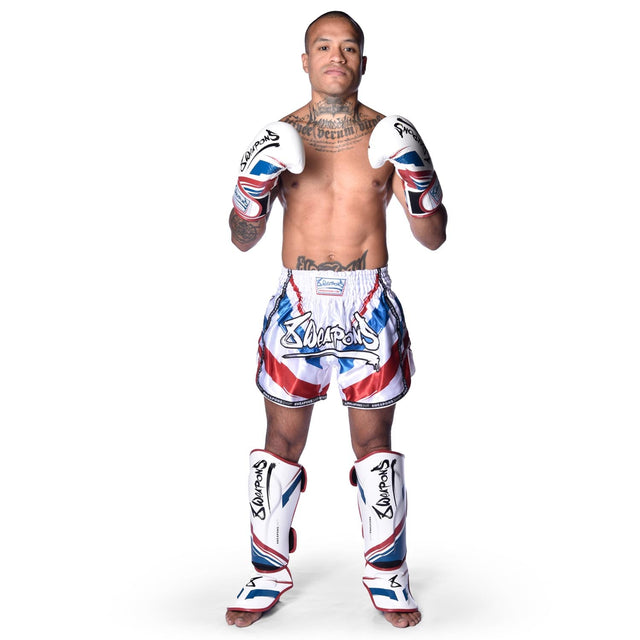 8 WEAPONS Muay Thai shorts Shift – Hvid/Navy/Rød