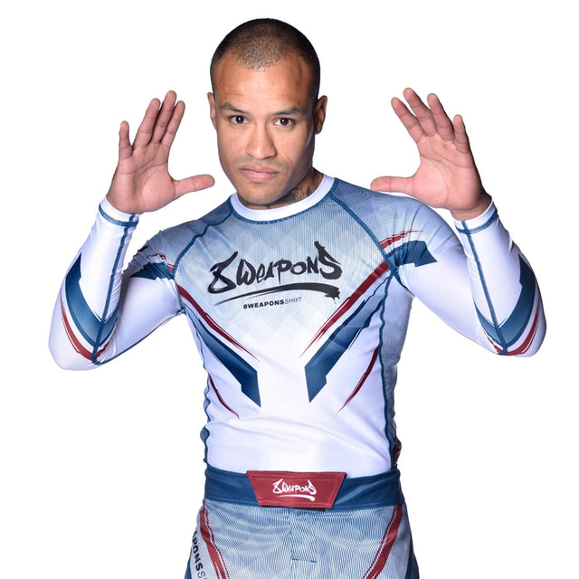 8 WEAPONS Rashguard Shift – Vit/Marinblå/Röd