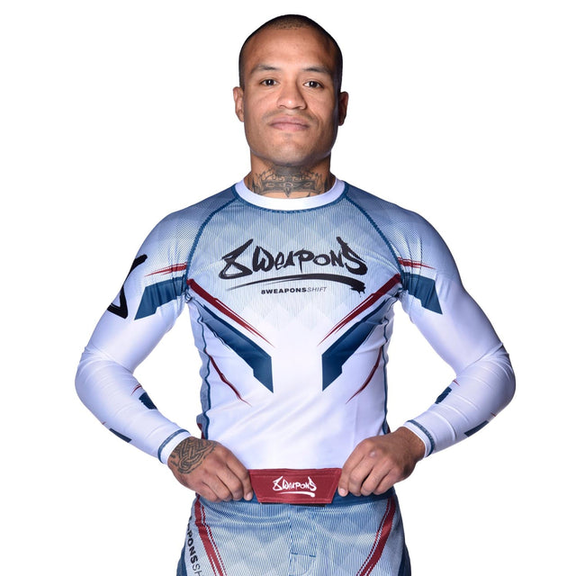 8 WEAPONS Rashguard Shift – Vit/Marinblå/Röd