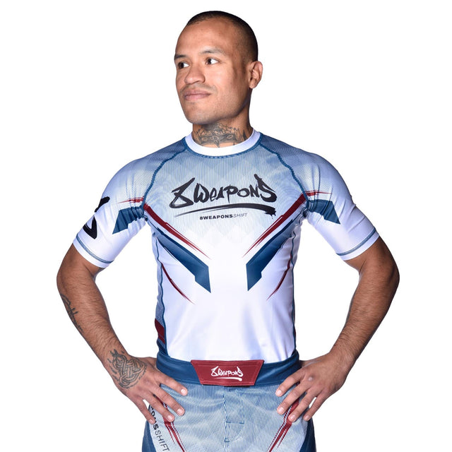 8 WEAPONS Rashguard Shift – Vit/Marinblå/Röd