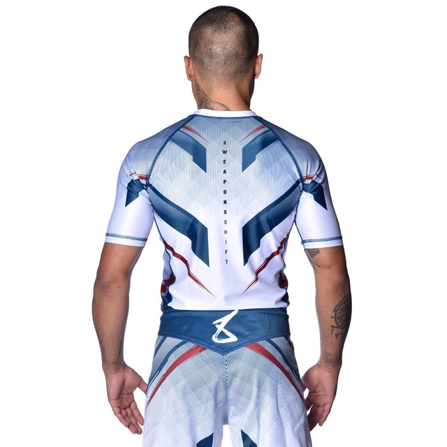 8 WEAPONS Rashguard Shift – Vit/Marinblå/Röd
