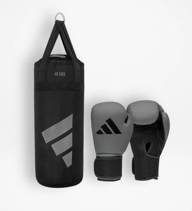 Luvas de boxe Adidas + Saco de boxe Criança – Cinzento/Preto