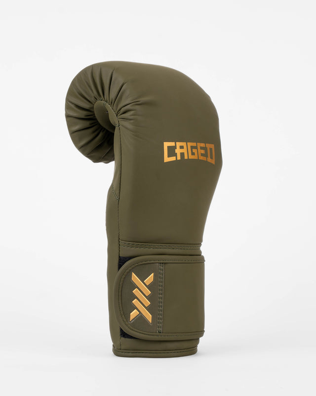 Rękawice bokserskie Caged Core – Khaki/Złote