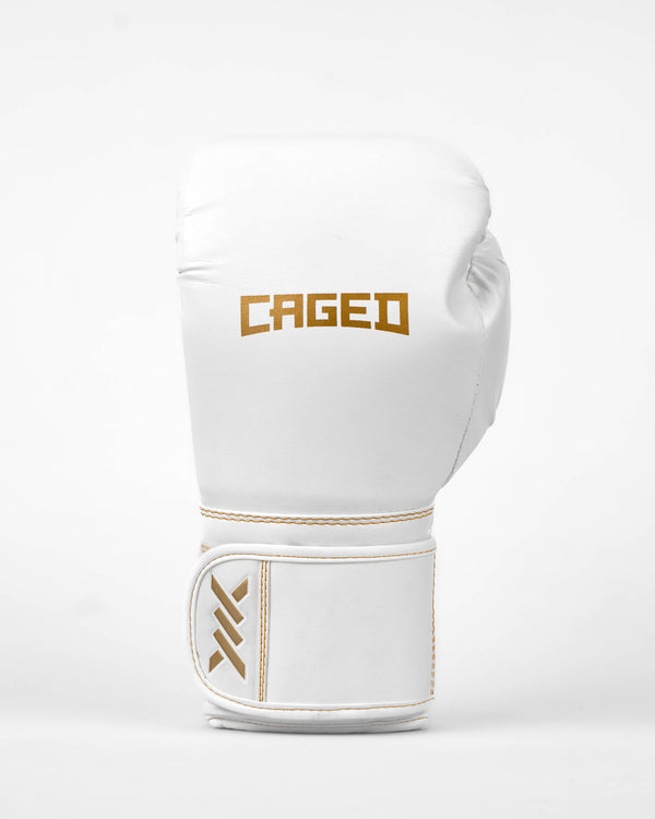 Luvas de boxe Caged Core – Branco/Ouro