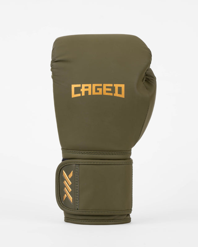 Rękawice bokserskie Caged Core – Khaki/Złote