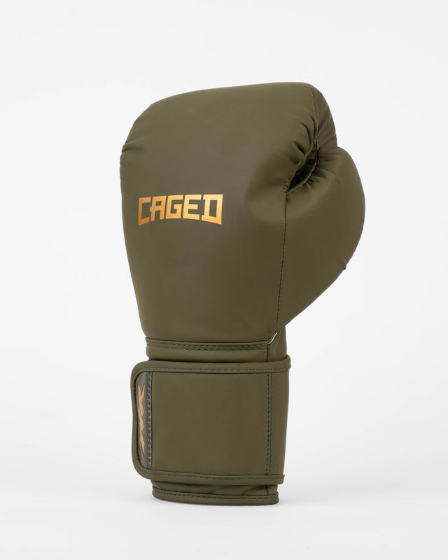 Rękawice bokserskie Caged Core – Khaki/Złote