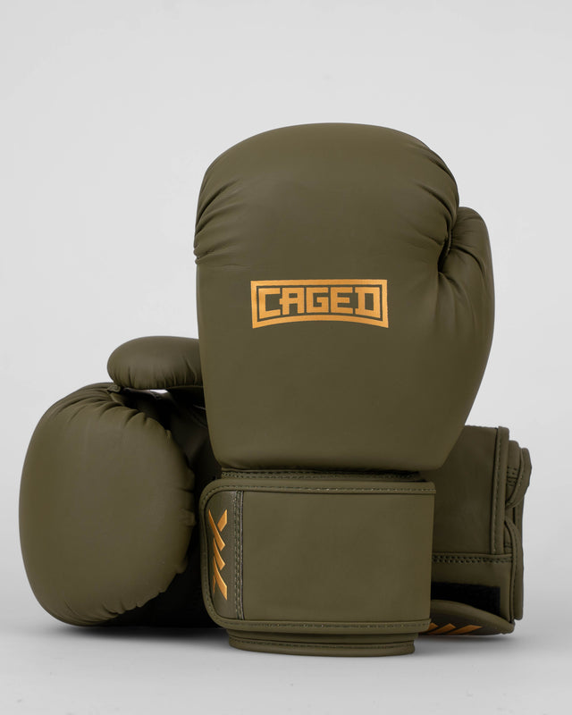Caged Boxningshandskar Shadow – Khaki Grön/Guld