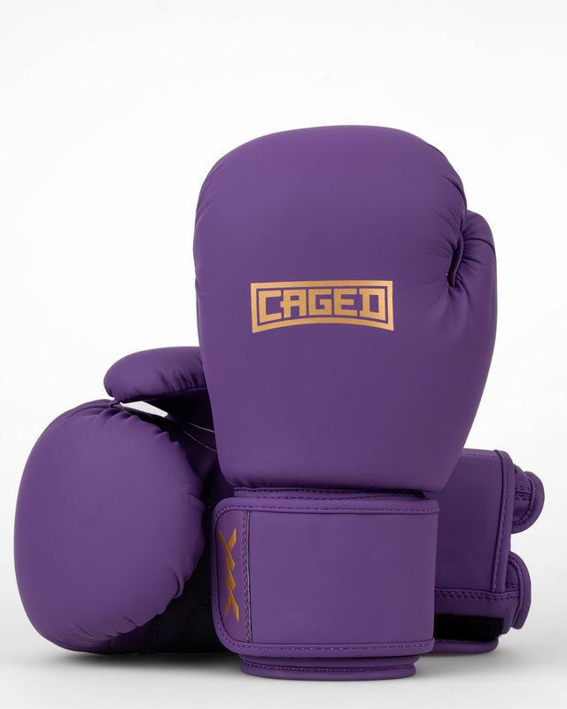 Guantes de boxeo Caged Shadow – Púrpura/Oro