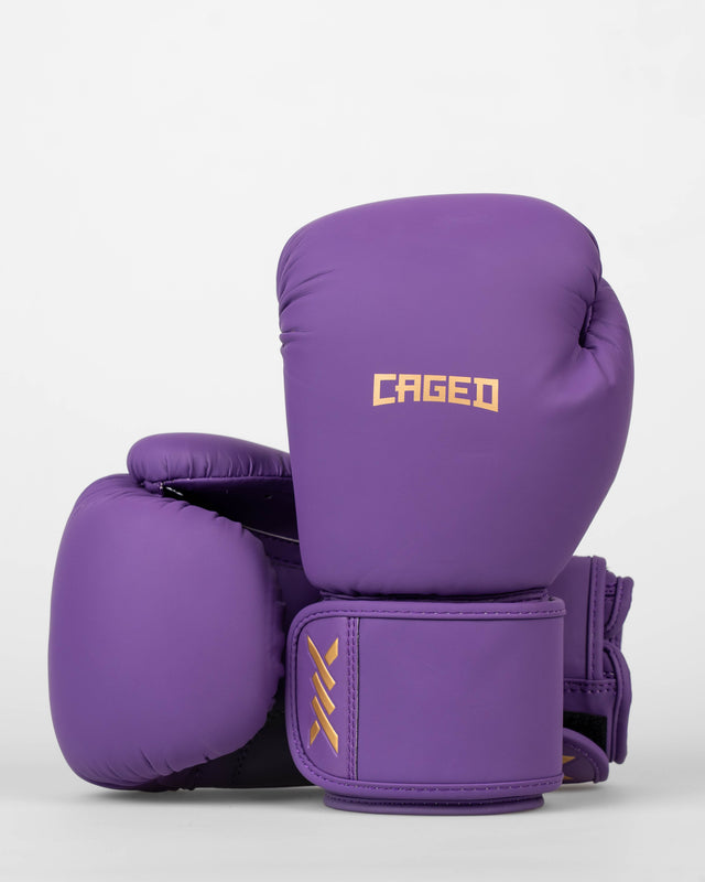 Dětské boxerské rukavice Caged Spark – Fialové/Zlaté