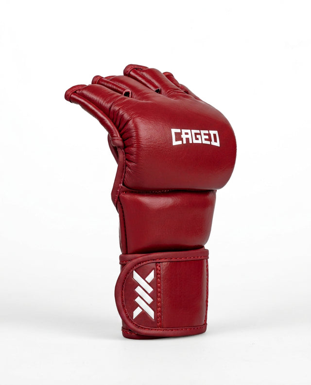 Caged MMA-handsker 'X' Series - Bordeaux Rød/Hvid