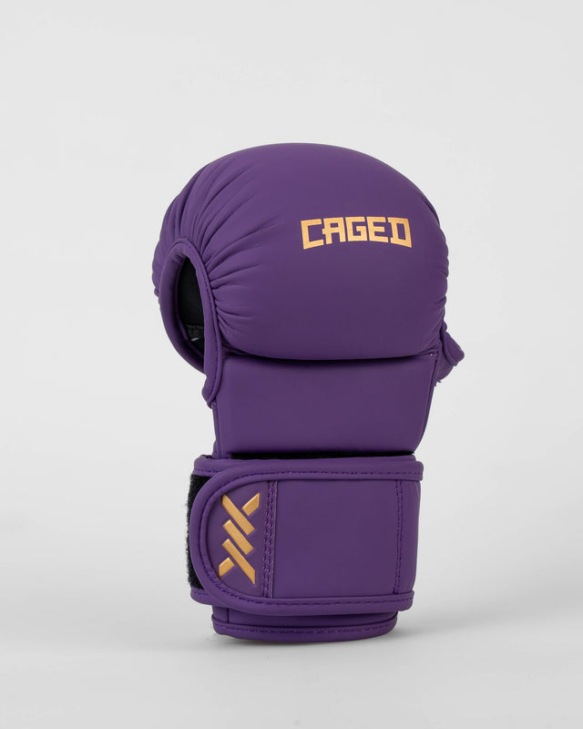 Luvas de sparring MMA Caged Shadow – Roxo/Ouro