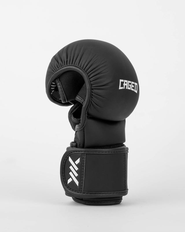 Luvas de sparring MMA Caged Shadow – Preto Mate/Branco