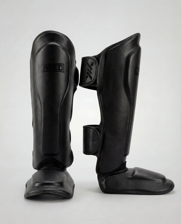 Caged Shin Guards 'X' Series - Black/Black