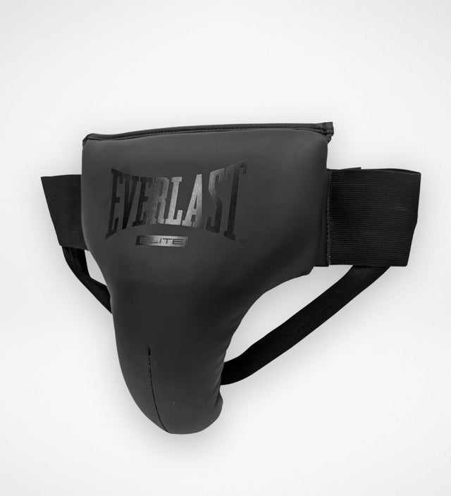 Profesjonalne suspensoria bokserskie Everlast Elite – Czarne/Czarne