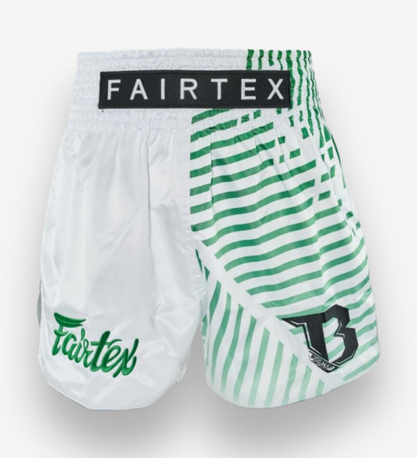 Fairtex Muay-Thai-Shorts FXB Racer – Weiß/Grün