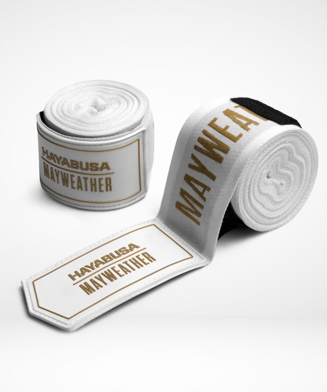 Bandes de boxe Hayabusa x Mayweather Deluxe – Blanc/Or