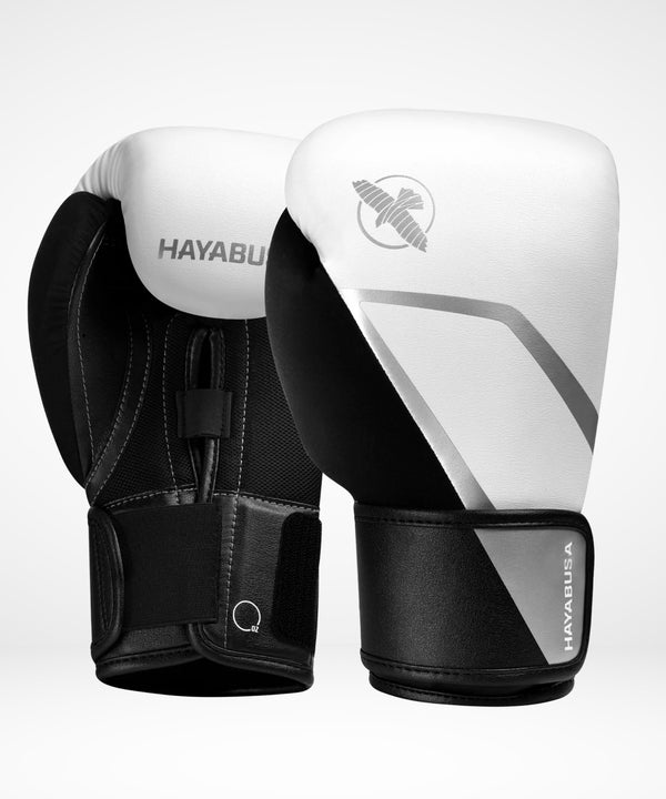 Hayabusa Boxhandschuhe E1 – Weiß/Schwarz/Silber
