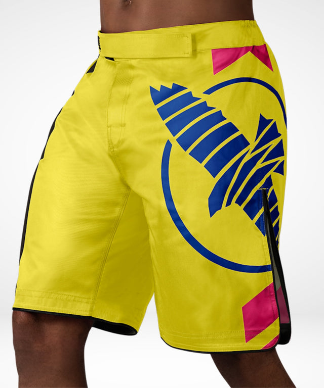Shorts de MMA Hayabusa Icon Lang – Jaune/Bleu/Rose
